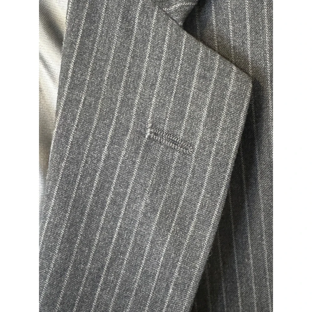 J Ferrars‎ Men Charcoal Pinstripe Wool Blend Suit Jacket Pants Set 44x32